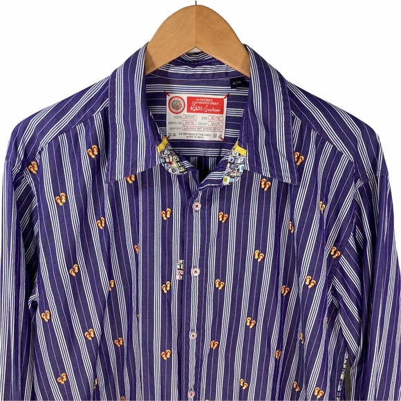 Robert Graham Freshly Laundered Shirt Embroidered Flip Flops Button Up Men’s XL - Picture 2 of 16